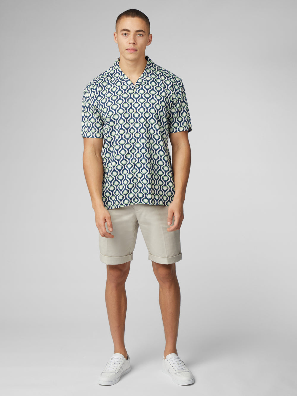 Green Ben Sherman Signature Retro Geo Shirts | 1593PNBHC