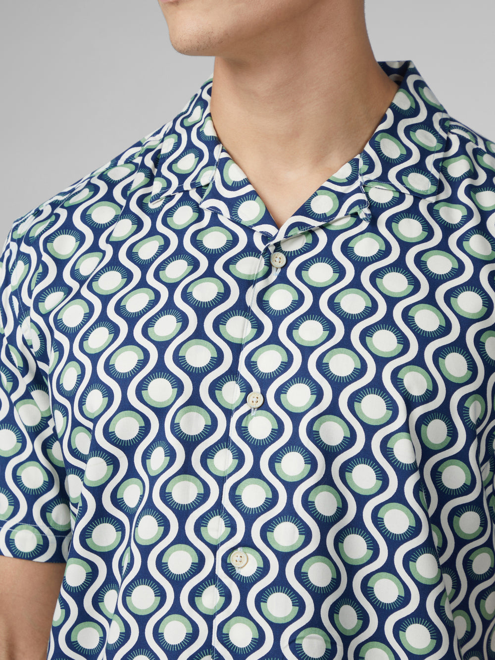 Green Ben Sherman Signature Retro Geo Shirts | 1593PNBHC