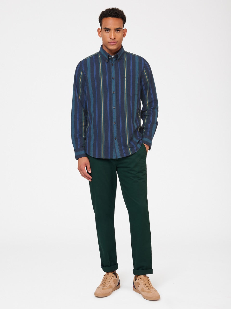 Green Ben Sherman Signature Striped Oxford Shirts | 9706BJQUH