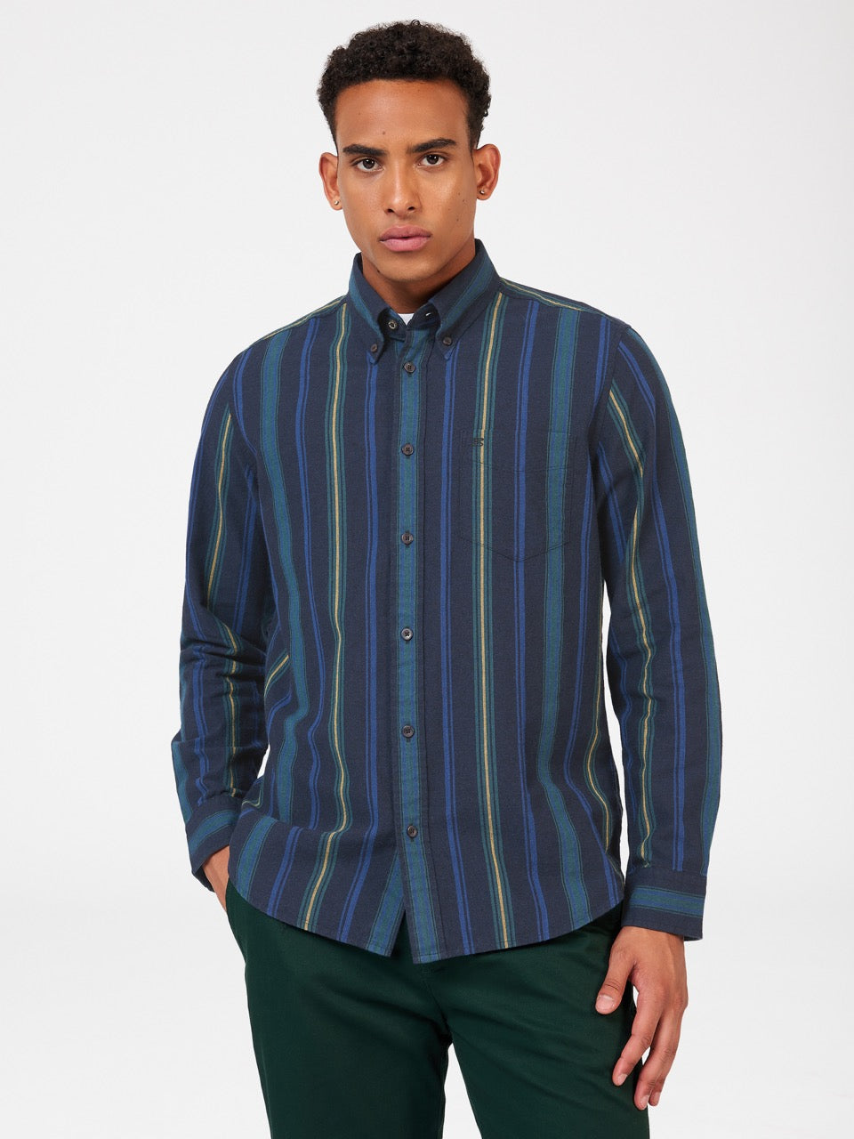 Green Ben Sherman Signature Striped Oxford Shirts | 9706BJQUH