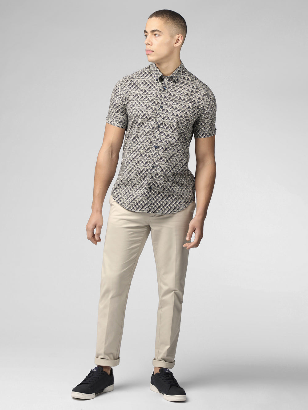 Grey Ben Sherman Block Geo Shirts | 0763FQSOE