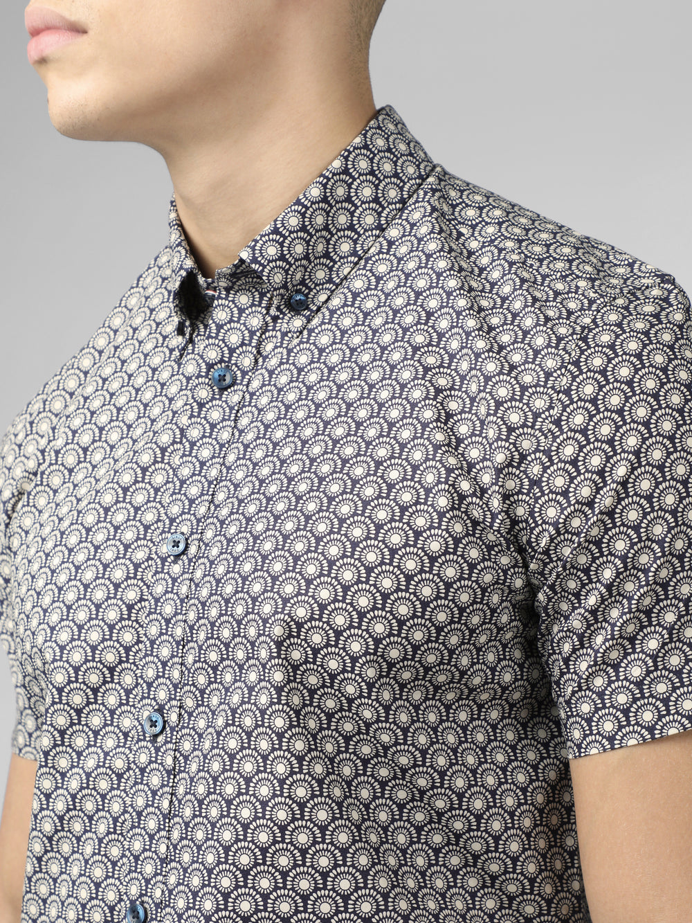 Grey Ben Sherman Block Geo Shirts | 0763FQSOE