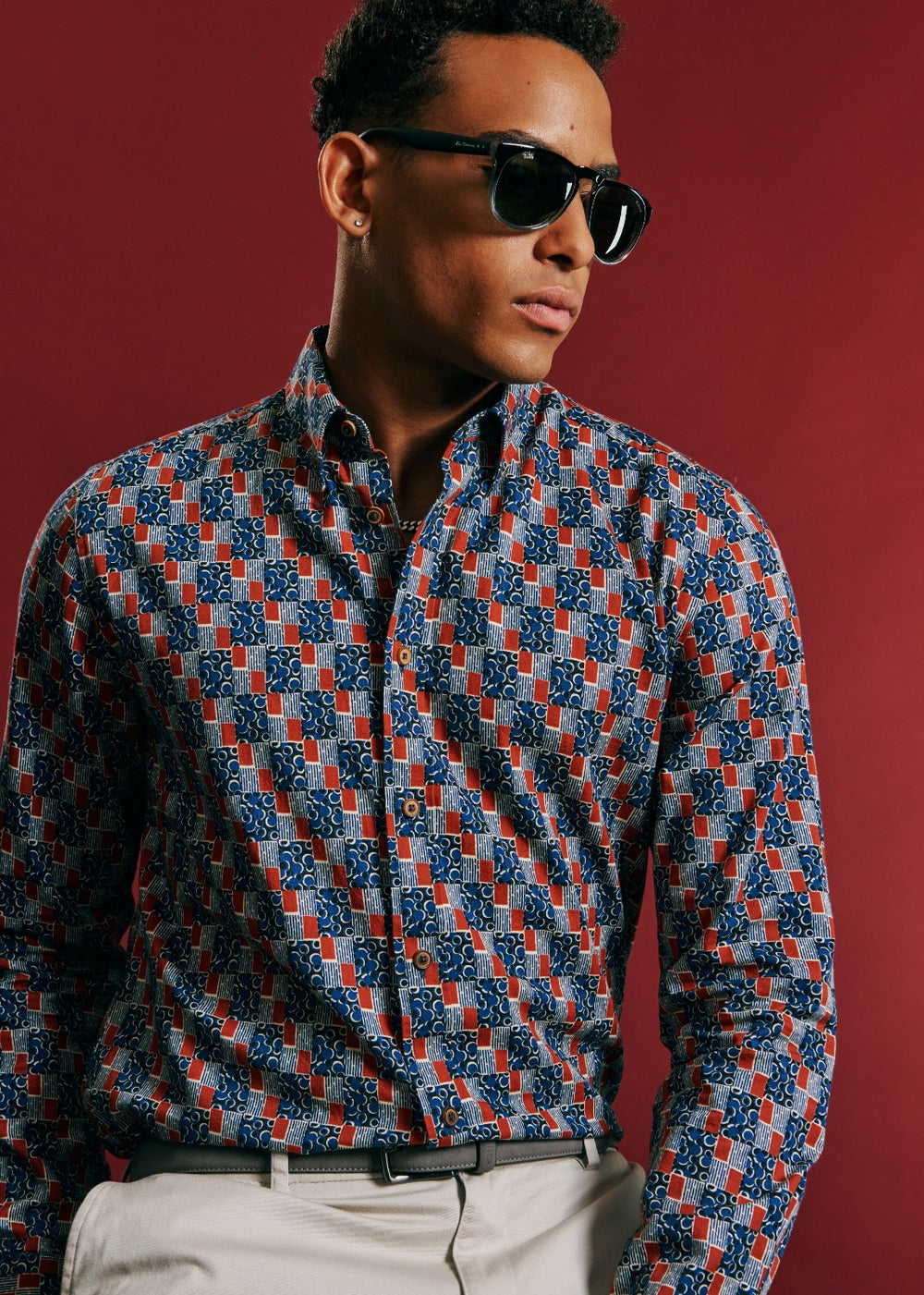 Indigo Ben Sherman 1950s Checkerboard Shirts | 6758LMFWH