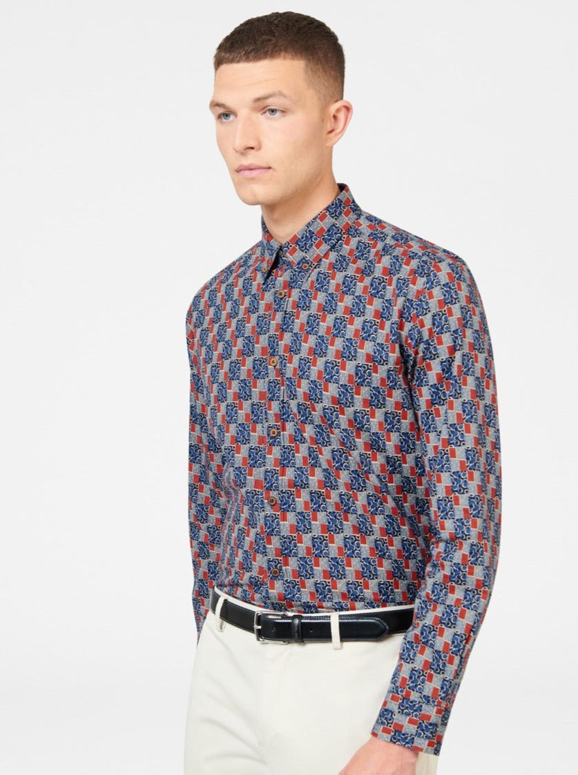 Indigo Ben Sherman 1950s Checkerboard Shirts | 6758LMFWH