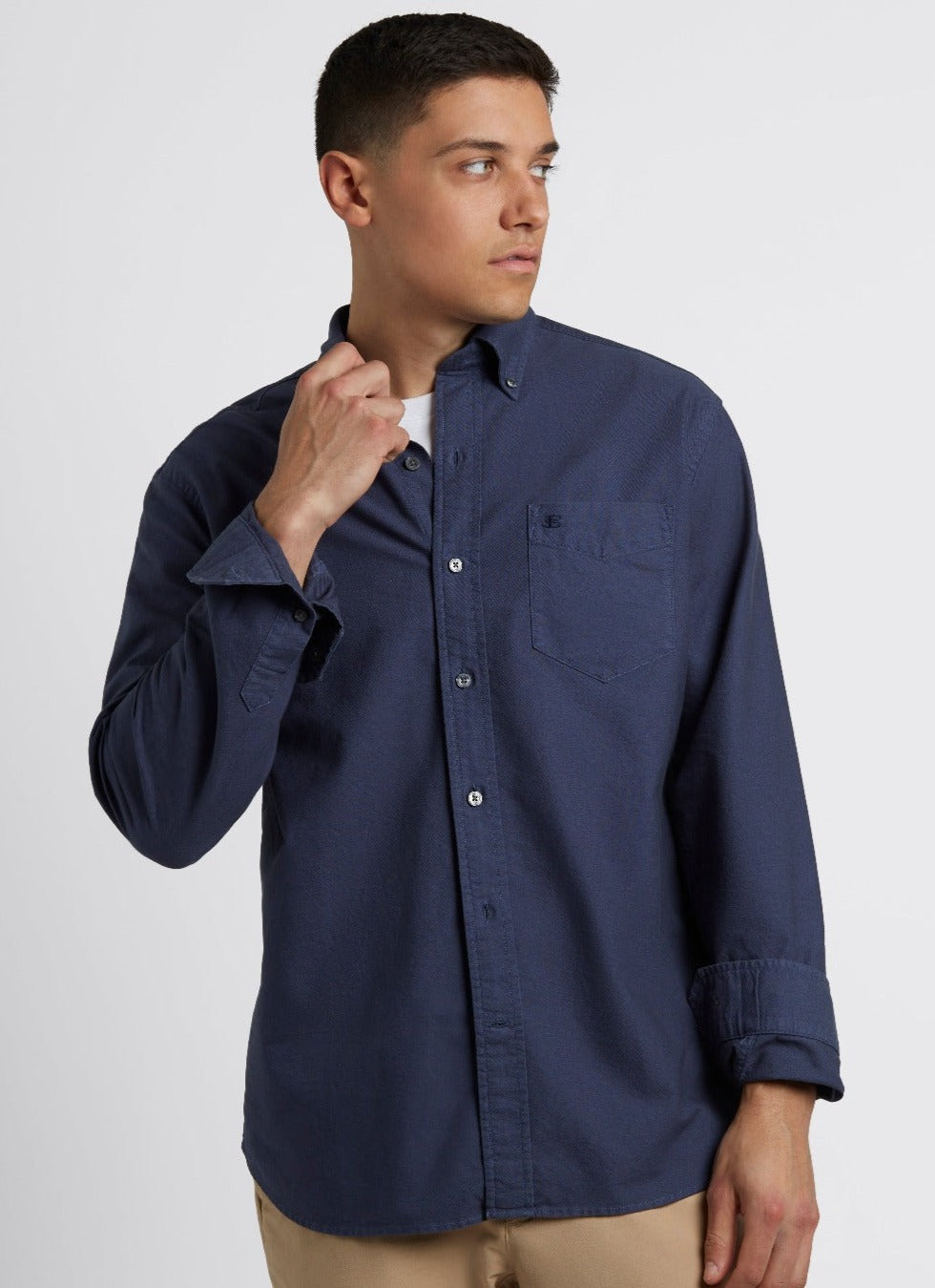 Indigo Ben Sherman Beatnik Oxford Garment Dye Shirts | 1850ZFWLJ