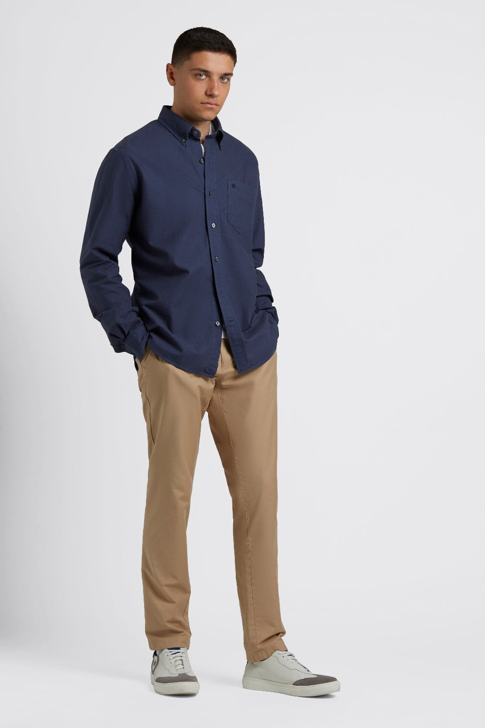 Indigo Ben Sherman Beatnik Oxford Garment Dye Shirts | 1850ZFWLJ