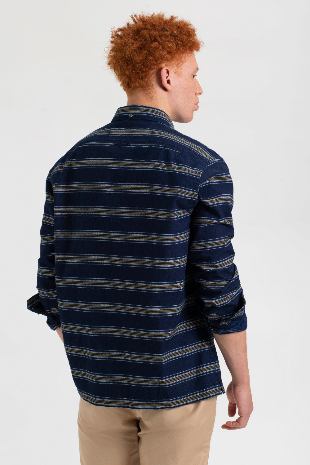 Indigo Ben Sherman Dalston Blues Long Sleeve Indigo Stripe Shirts | 0653PDQOR