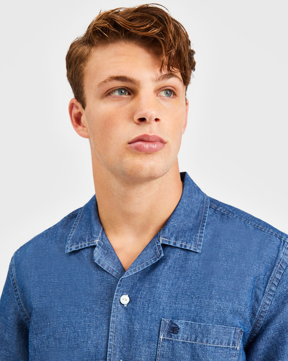 Indigo Ben Sherman Hastings Garment Dye Chambray Shirts | 6891NECAD