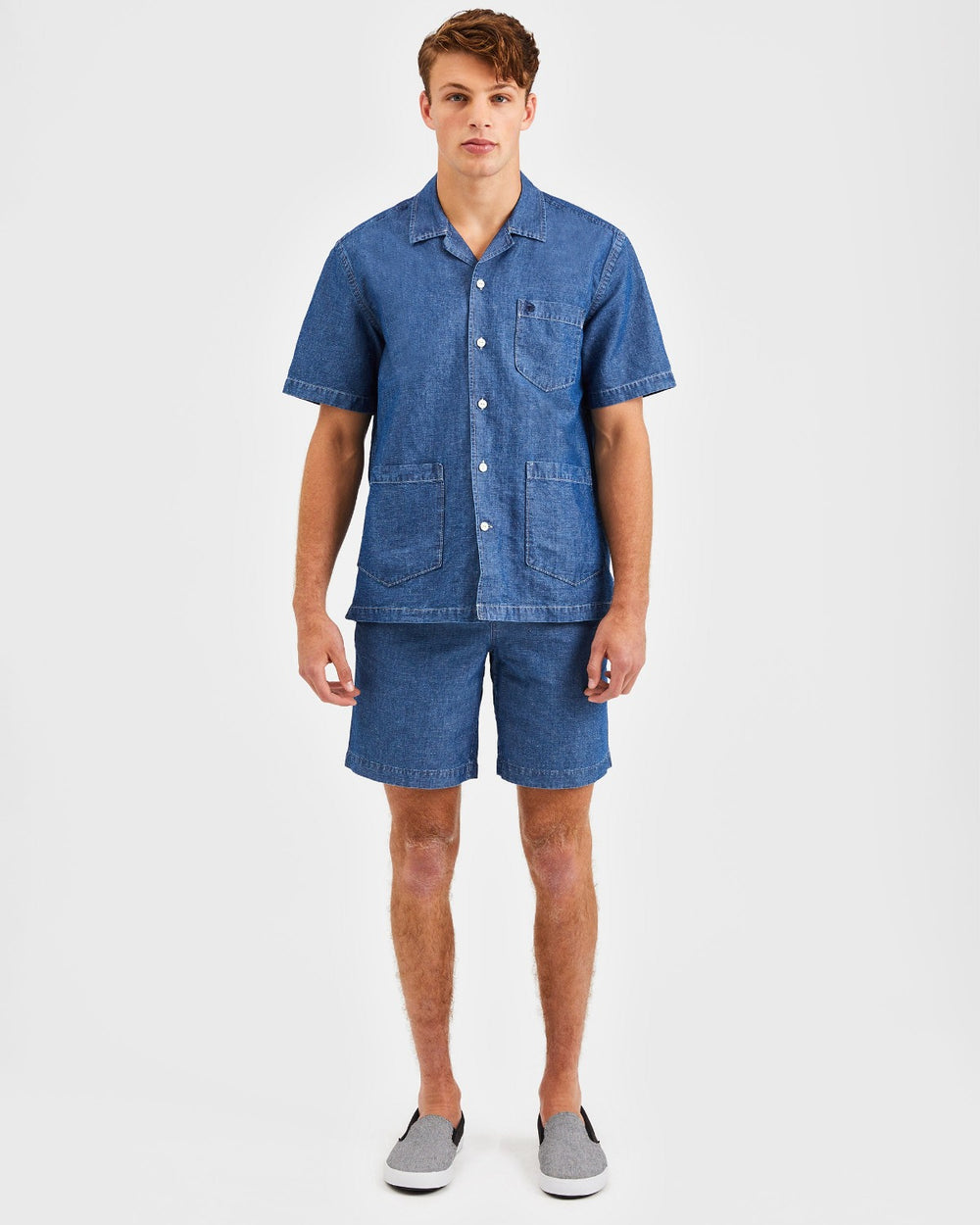 Indigo Ben Sherman Hastings Garment Dye Chambray Shirts | 6891NECAD