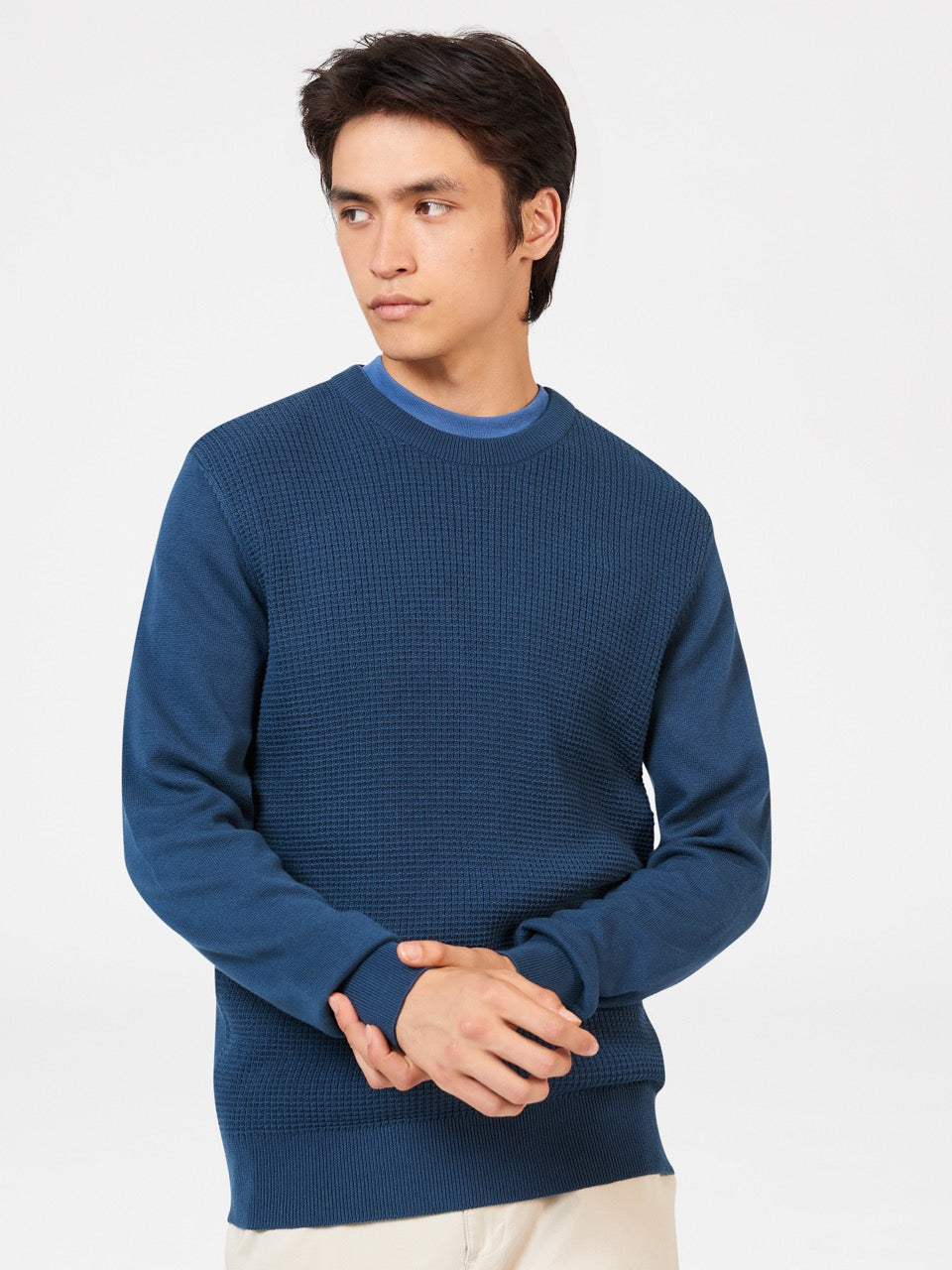 Indigo Ben Sherman Textured Crewneck Knitwear | 1430PYDBX