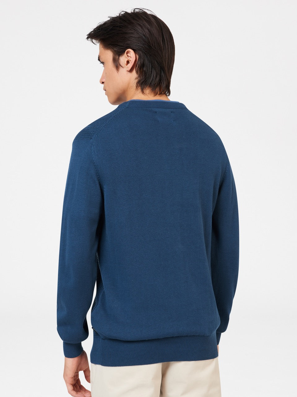 Indigo Ben Sherman Textured Crewneck Knitwear | 1430PYDBX