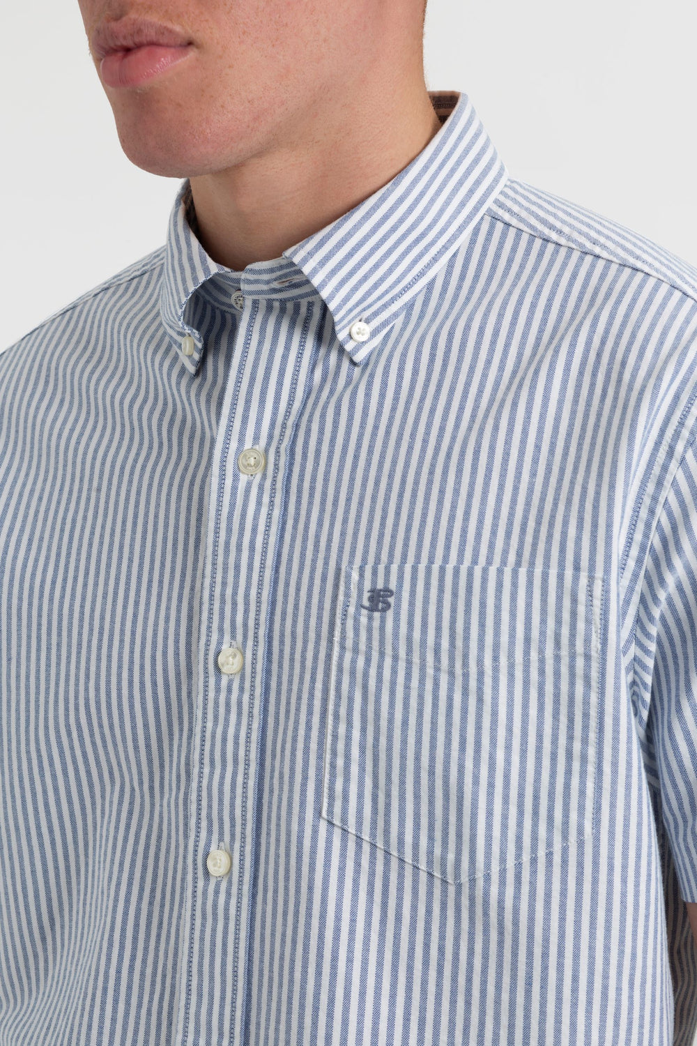 Indigo Stripes Ben Sherman Short Sleeve Brighton Oxford Organic Bengal Stripe Shirts | 5143BPAXF