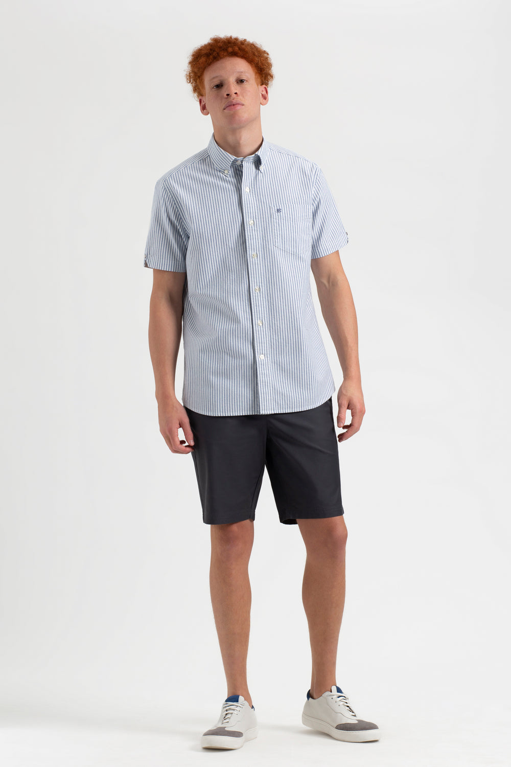 Indigo Stripes Ben Sherman Short Sleeve Brighton Oxford Organic Bengal Stripe Shirts | 5143BPAXF