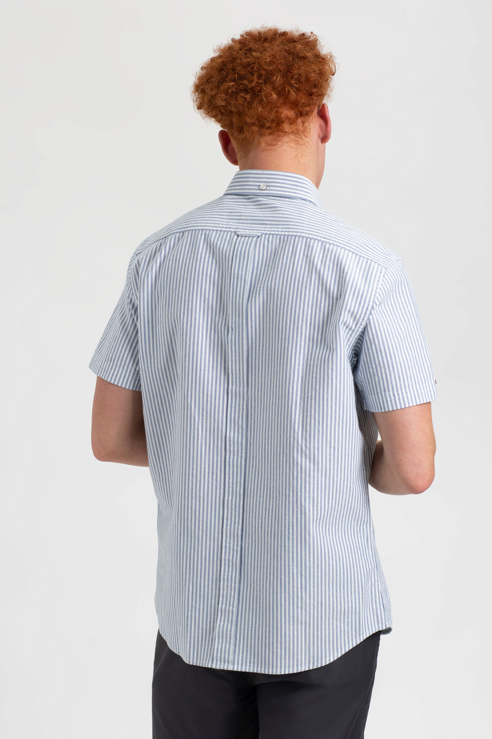 Indigo Stripes Ben Sherman Short Sleeve Brighton Oxford Organic Bengal Stripe Shirts | 5143BPAXF