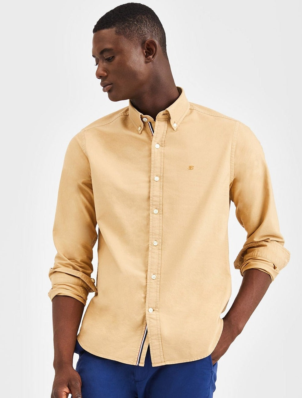 Khaki Ben Sherman Beatnik Oxford Garment Dye Shirts | 5049IHWYB