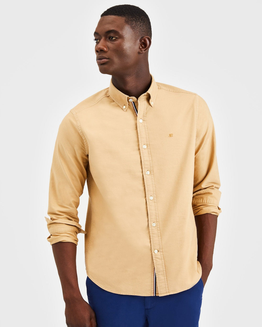 Khaki Ben Sherman Beatnik Oxford Garment Dye Shirts | 5049IHWYB