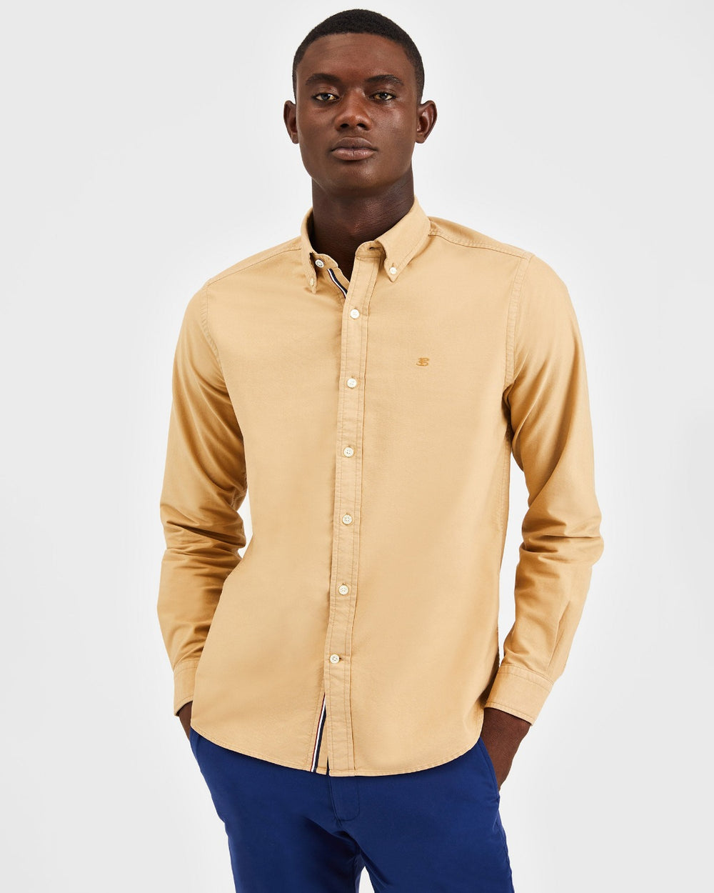 Khaki Ben Sherman Beatnik Oxford Garment Dye Shirts | 5049IHWYB