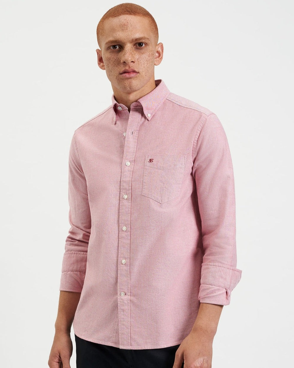 Light Red Ben Sherman Brighton Oxford Organic Shirts | 0657CIQAZ