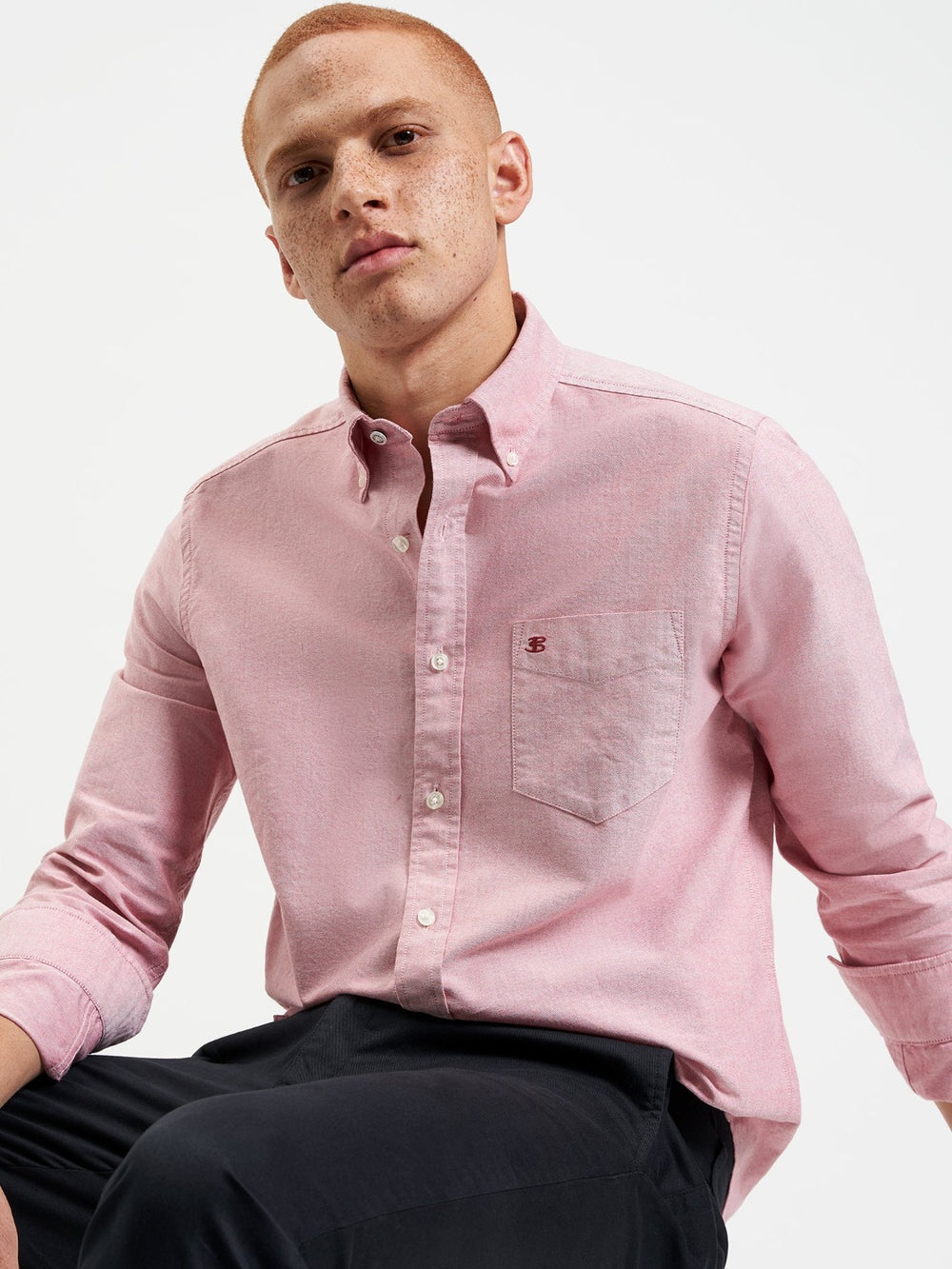 Light Red Ben Sherman Brighton Oxford Organic Shirts | 0657CIQAZ