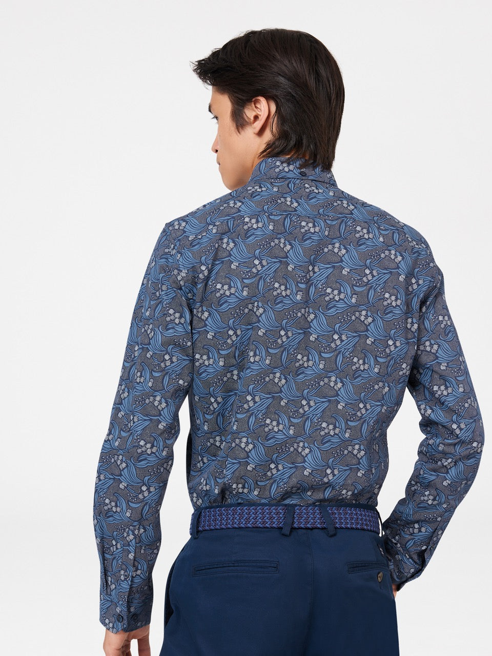 Navy Ben Sherman Art Nouveau Floral Shirts | 7902APLZG