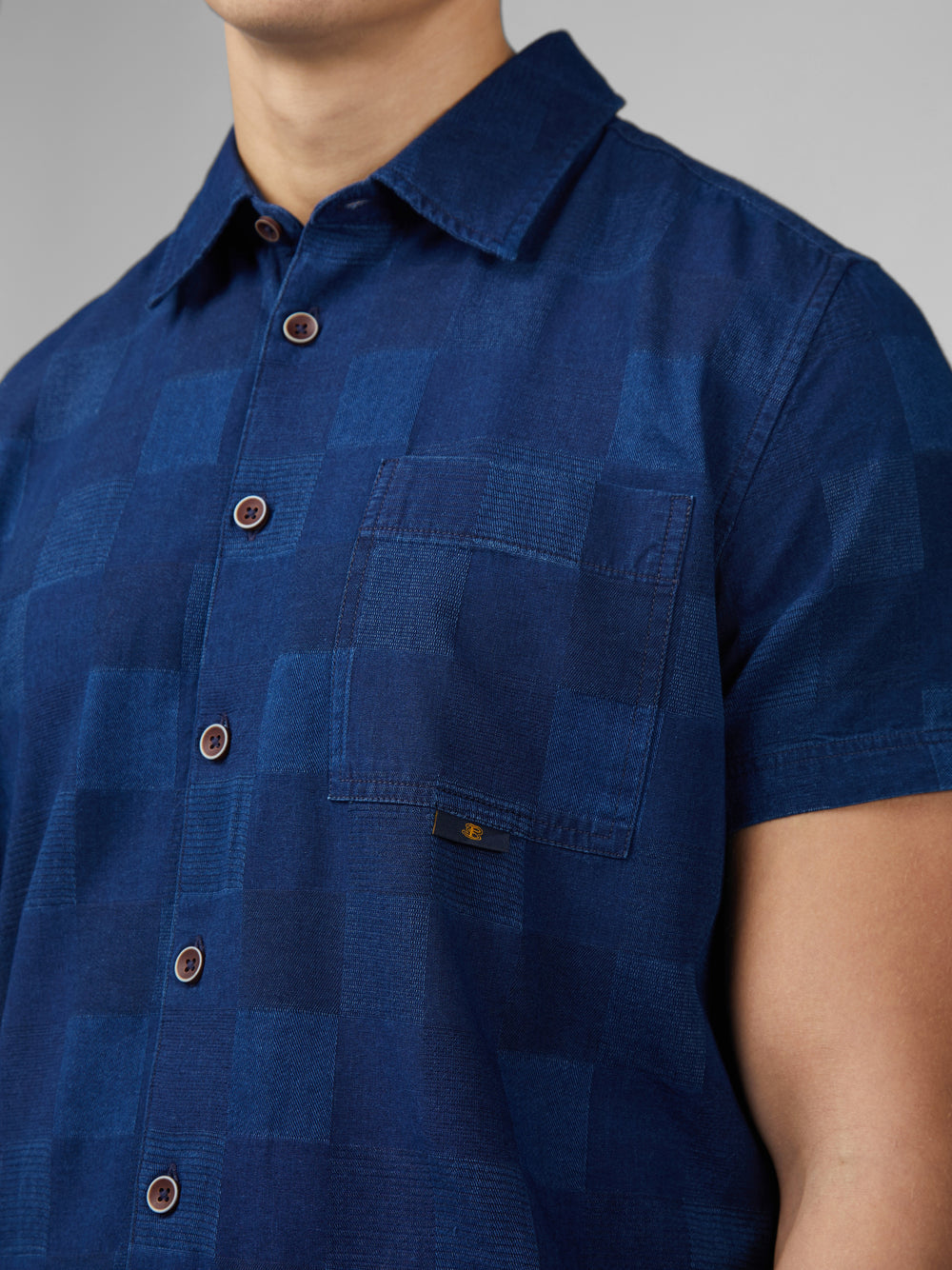 Navy Ben Sherman B by Ben Sherman Indigo Check Shirts | 0268JUMER