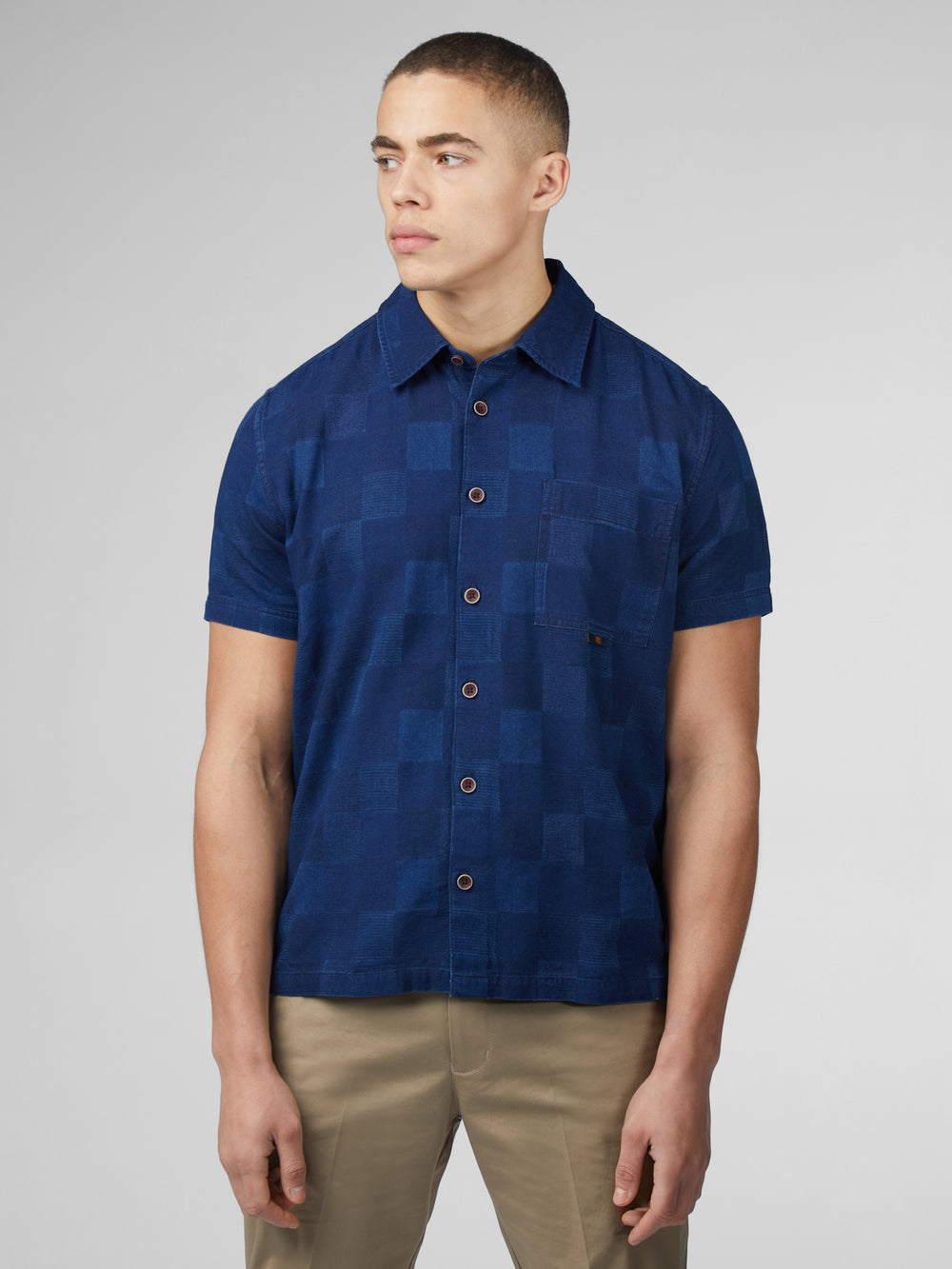 Navy Ben Sherman B by Ben Sherman Indigo Check Shirts | 0268JUMER