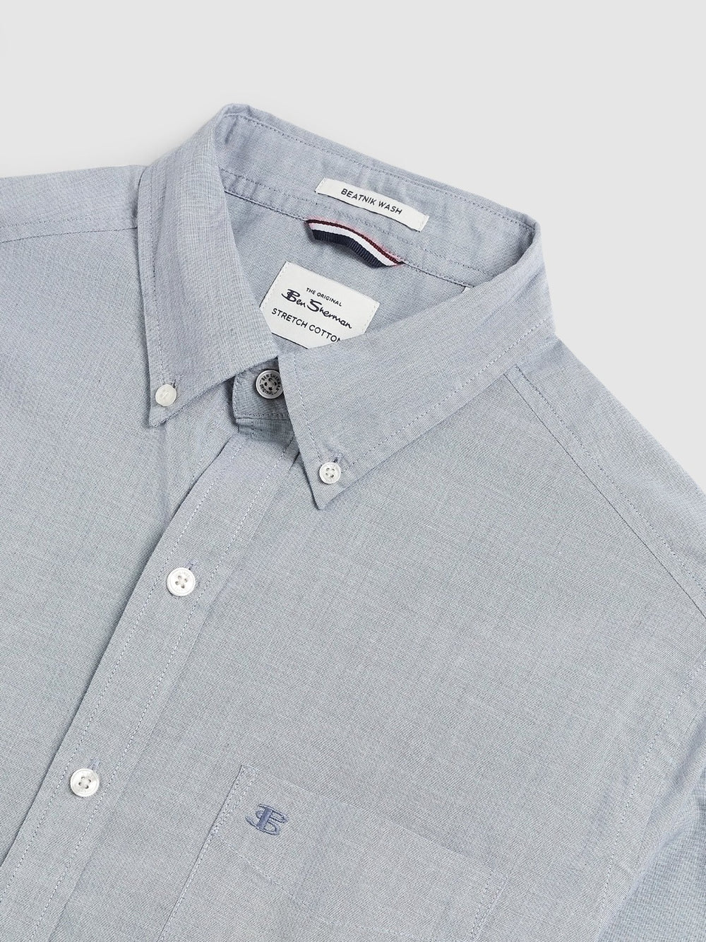 Navy Ben Sherman Beatnik Wash Long-Sleeve Shirts | 8624HUNFJ