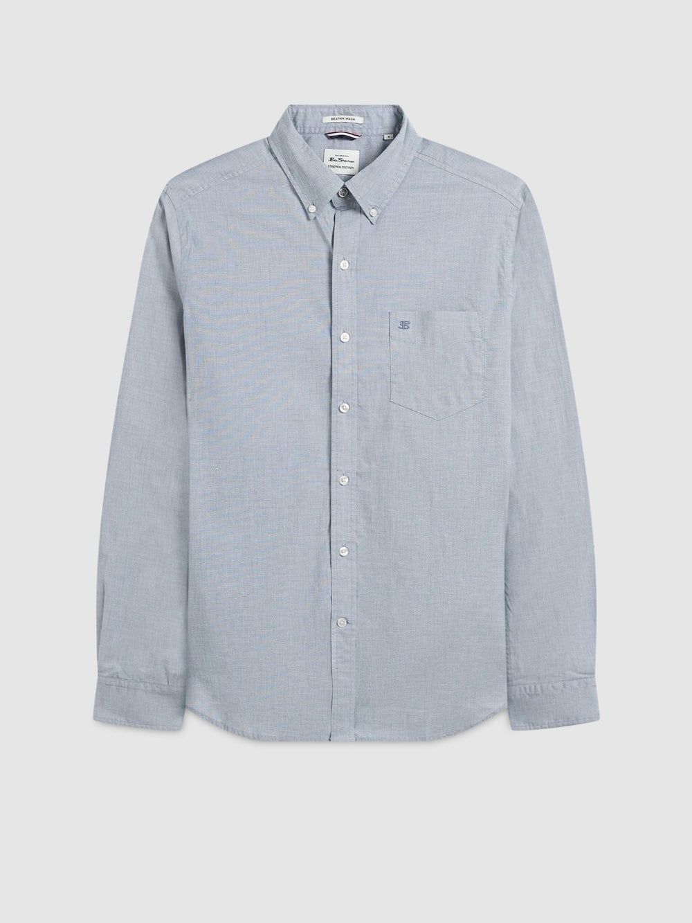 Navy Ben Sherman Beatnik Wash Long-Sleeve Shirts | 8624HUNFJ