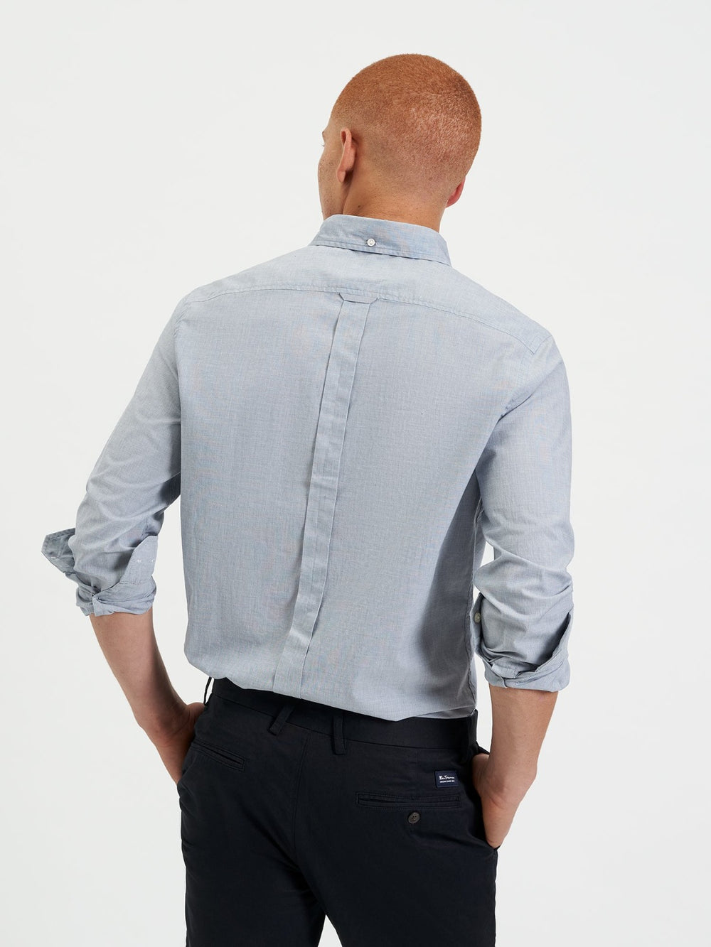 Navy Ben Sherman Beatnik Wash Long-Sleeve Shirts | 8624HUNFJ