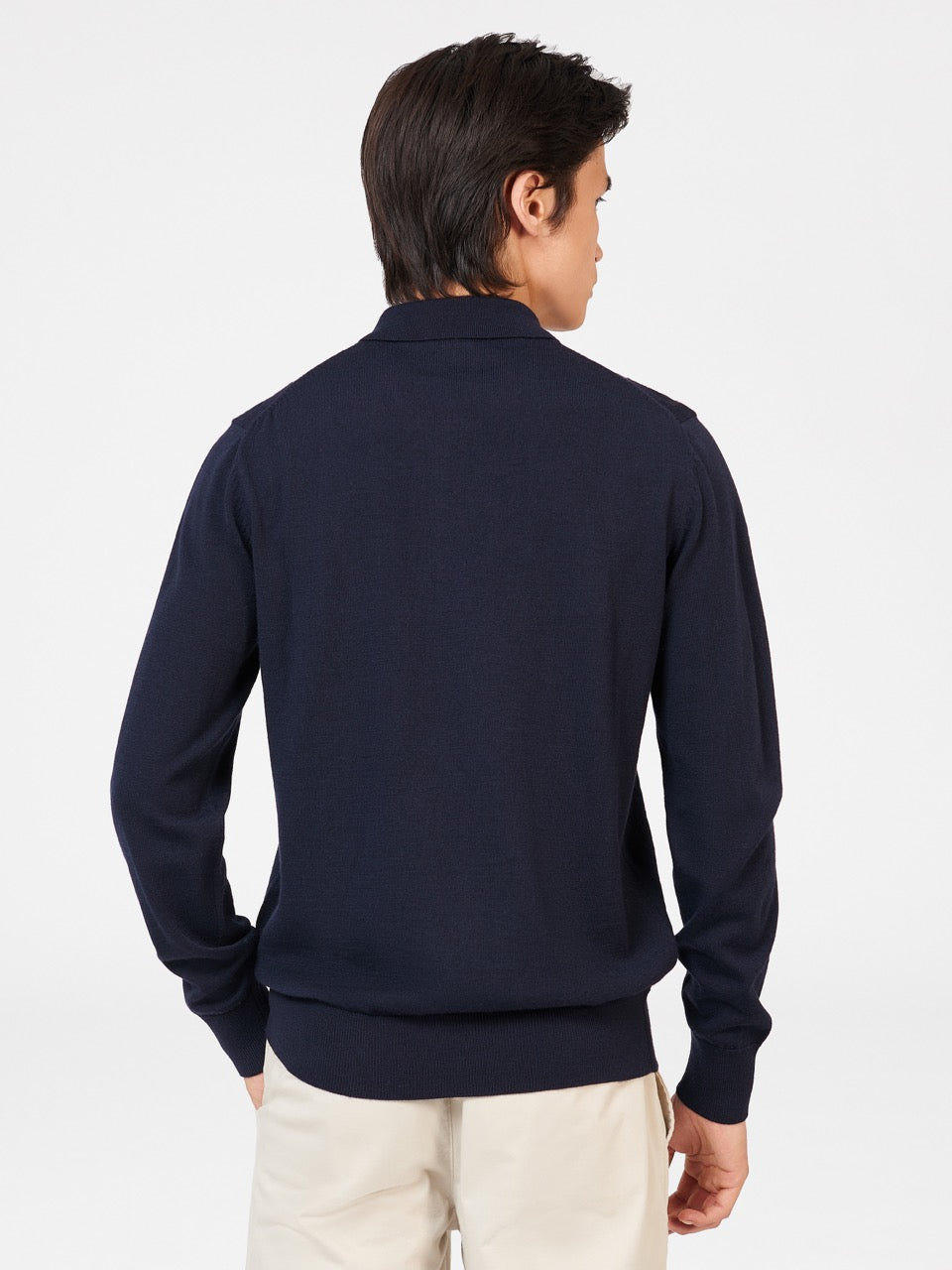 Navy Ben Sherman Block Stripe Merino Polo Neck Sweaters | 3657UNDFG