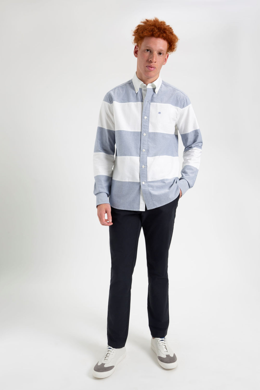 Navy Ben Sherman Brighton Oxford Organic Garment Dye Rugby Shirts | 0918QTHLO