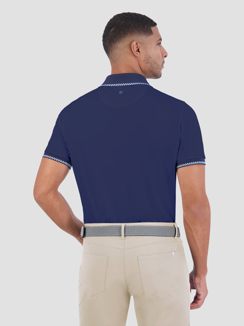 Navy Ben Sherman Checker Rib Air Pique Sports Fit Polo Shirts | 8796KSMRY