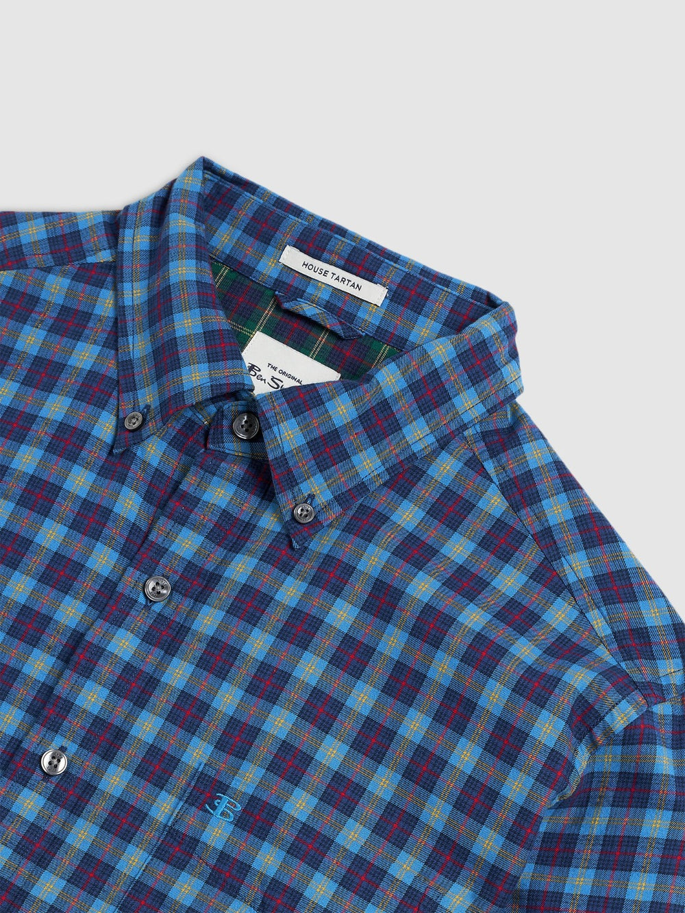 Navy Ben Sherman House Tartan Twill Shirts | 1973QVLOH