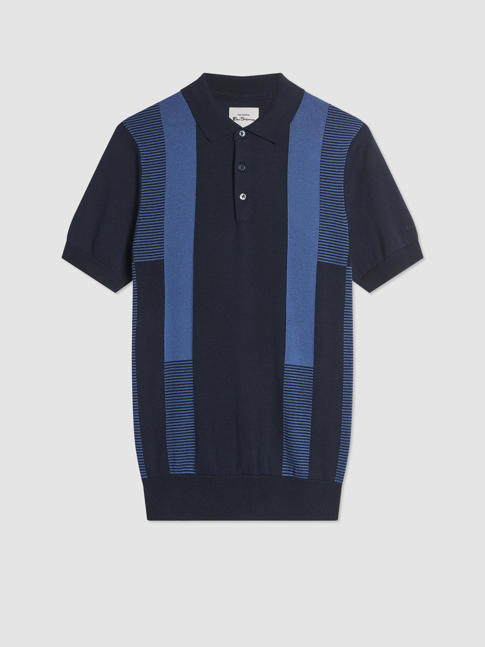 Navy Ben Sherman Intarsia Stripe Polo Neck Sweaters | 8237CUTJN