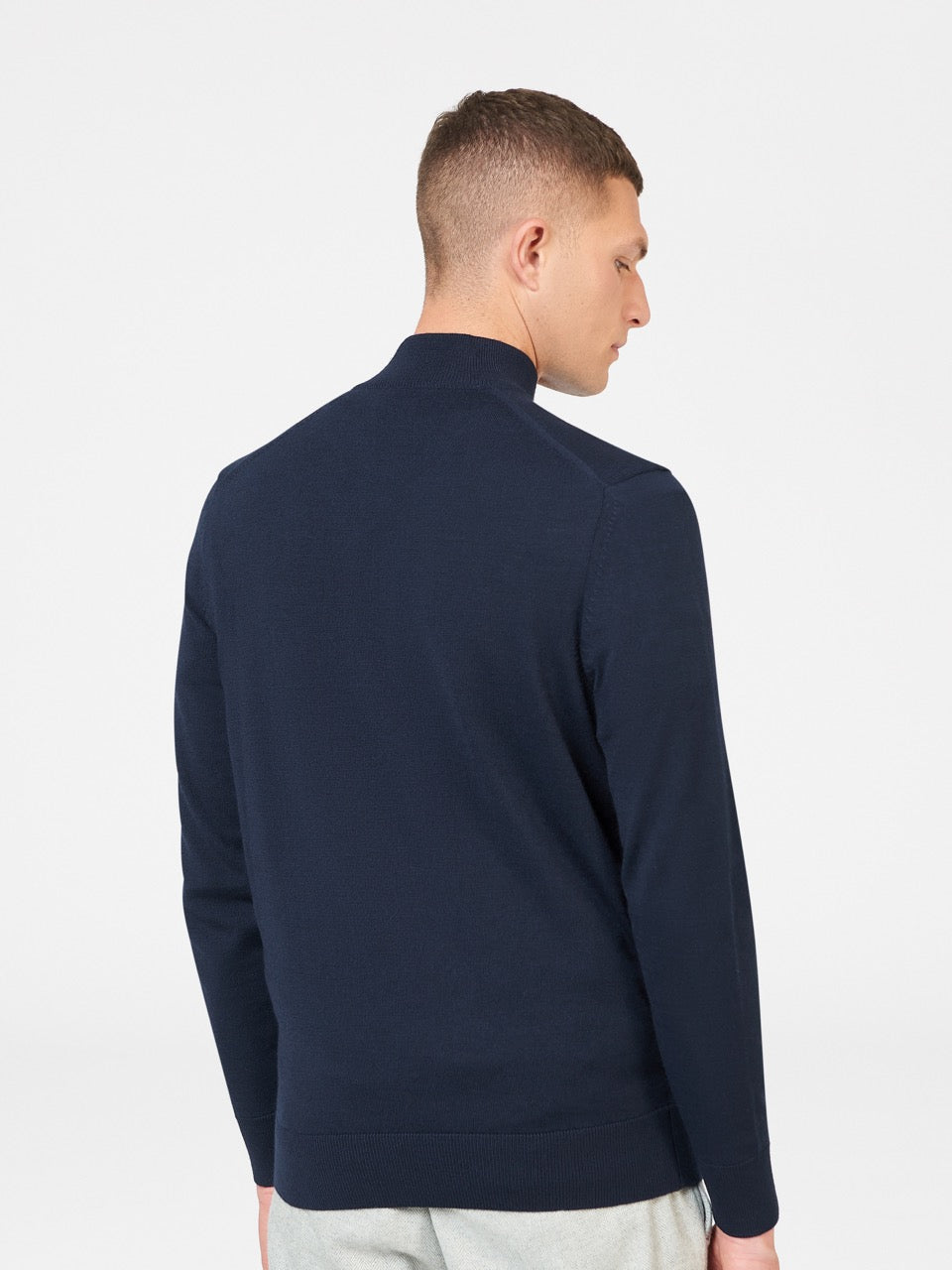 Navy Ben Sherman Merino Half-Zip Knitwear | 9465TPHVS