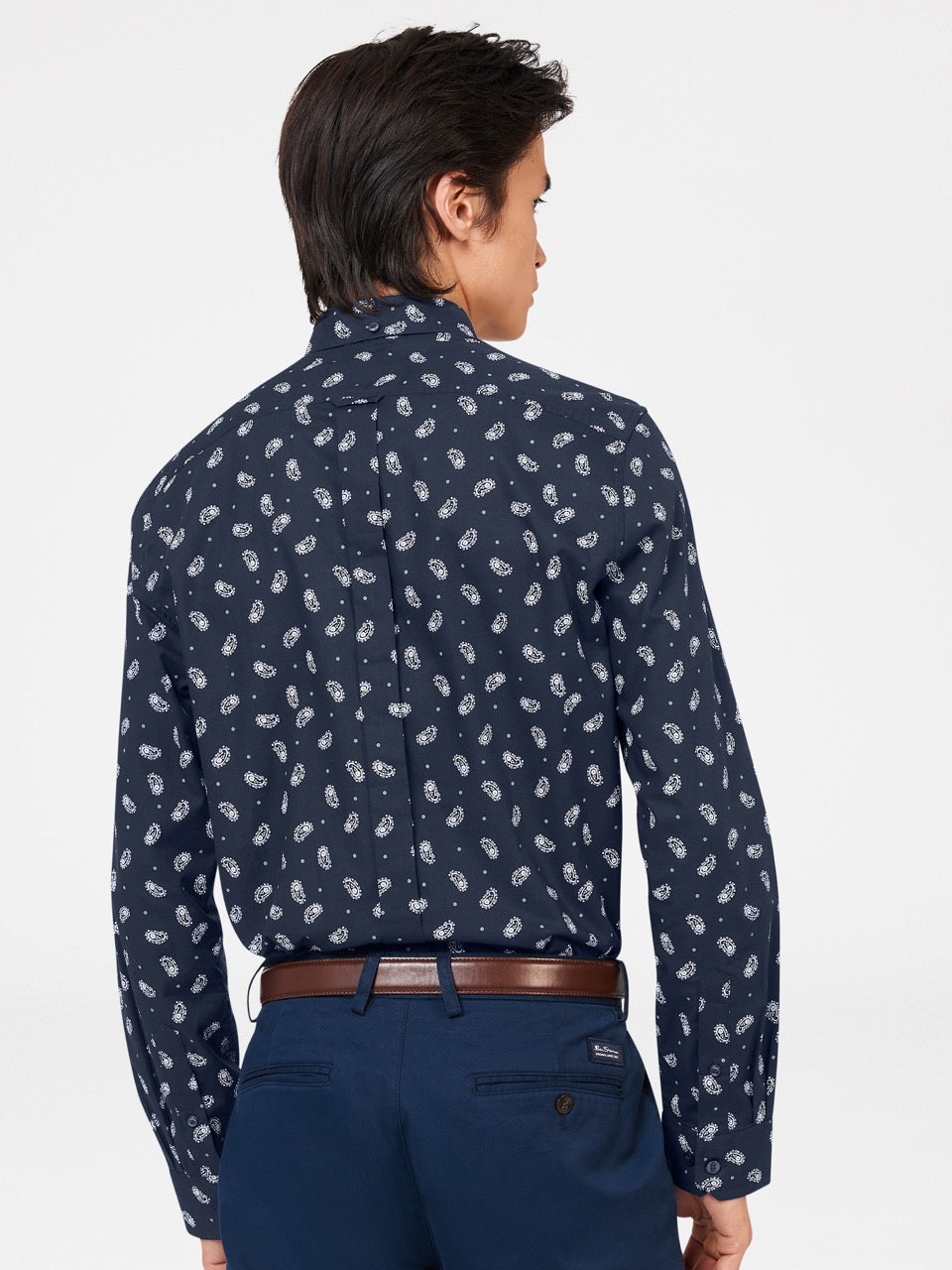 Navy Ben Sherman Micro Paisley Shirts | 9638TGIFO