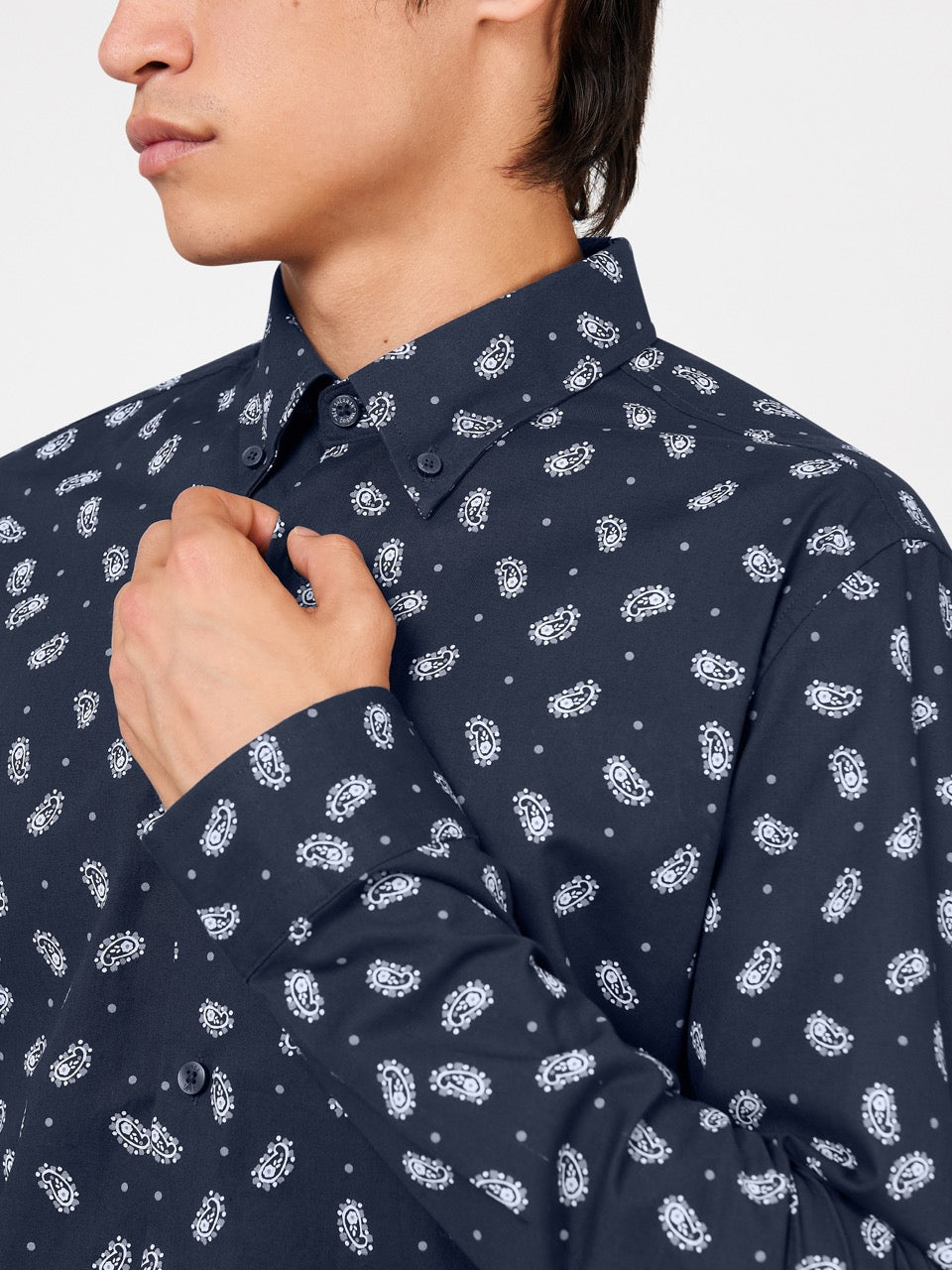 Navy Ben Sherman Micro Paisley Shirts | 9638TGIFO