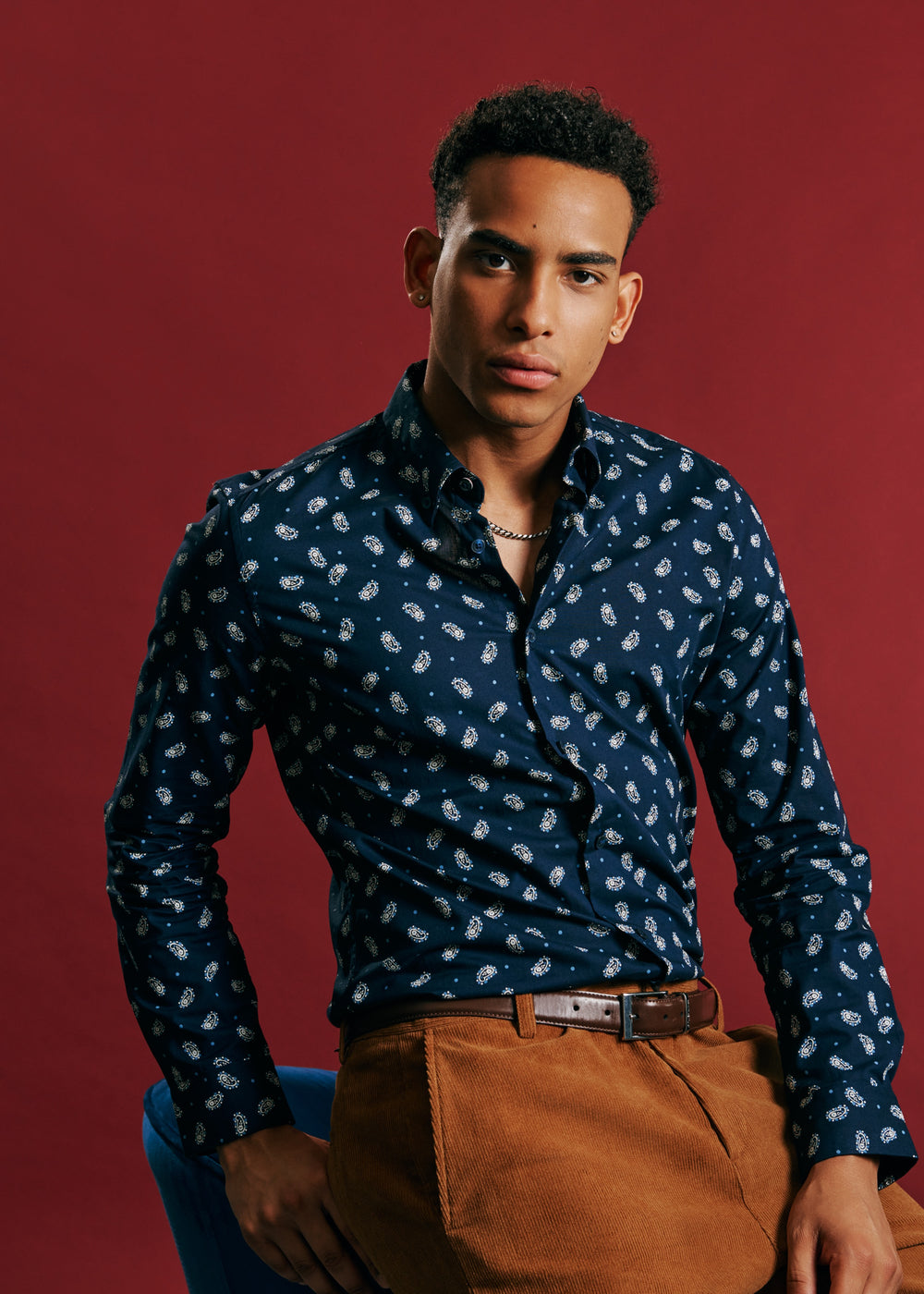 Navy Ben Sherman Micro Paisley Shirts | 9638TGIFO