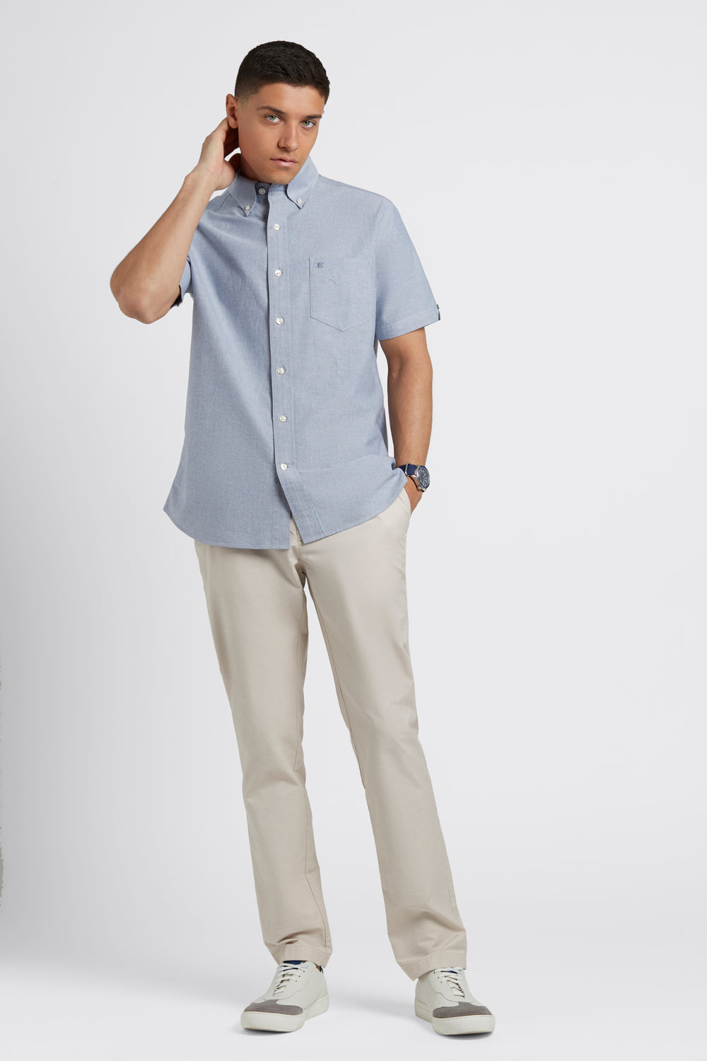 Navy Ben Sherman Short Sleeve Brighton Oxford Organic Shirts | 0135BHSOF