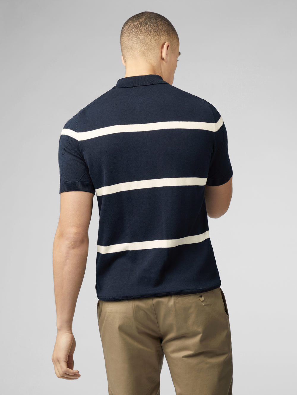 Navy Ben Sherman Signature Argyle Stripe Polo Knitwear | 8651LFIZA