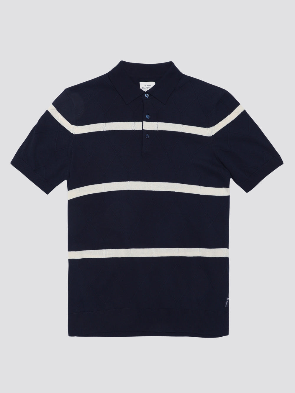 Navy Ben Sherman Signature Argyle Stripe Polo Knitwear | 8651LFIZA