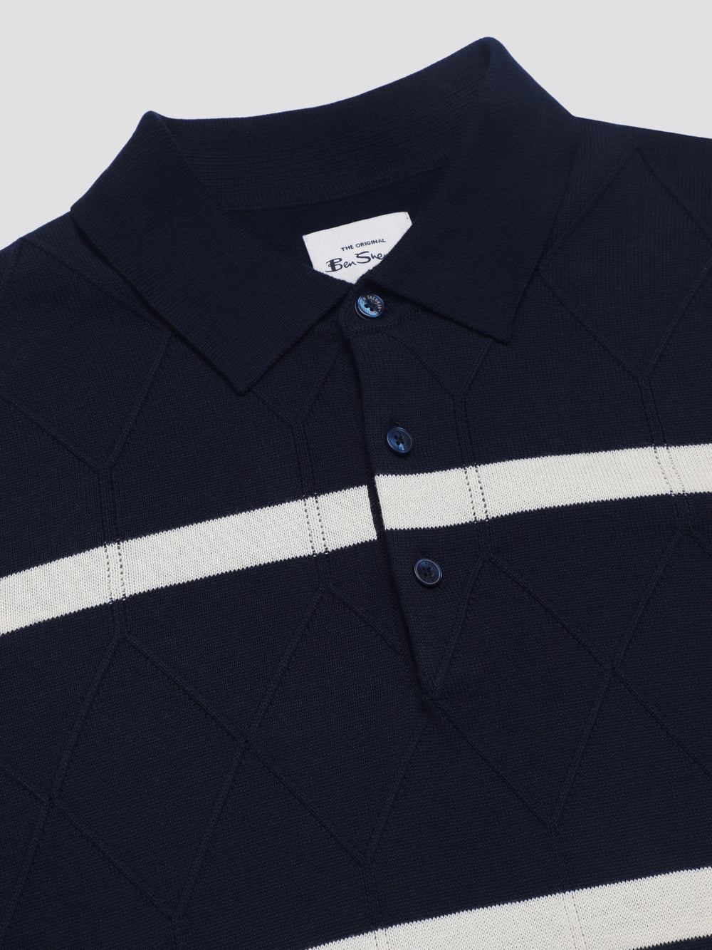 Navy Ben Sherman Signature Argyle Stripe Polo Knitwear | 8651LFIZA