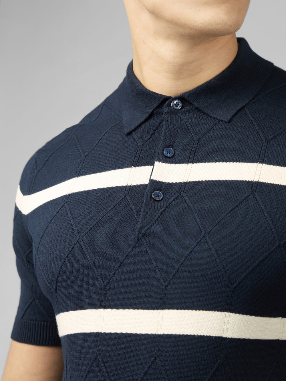 Navy Ben Sherman Signature Argyle Stripe Polo Knitwear | 8651LFIZA