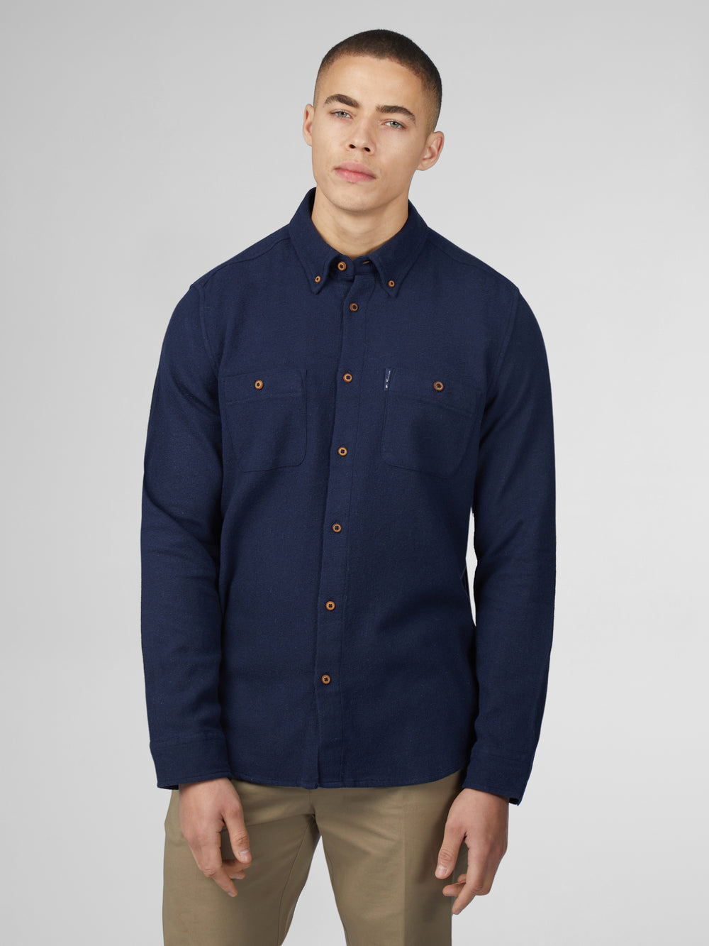 Navy Ben Sherman Signature Boucle Shirts | 9716MEZDK