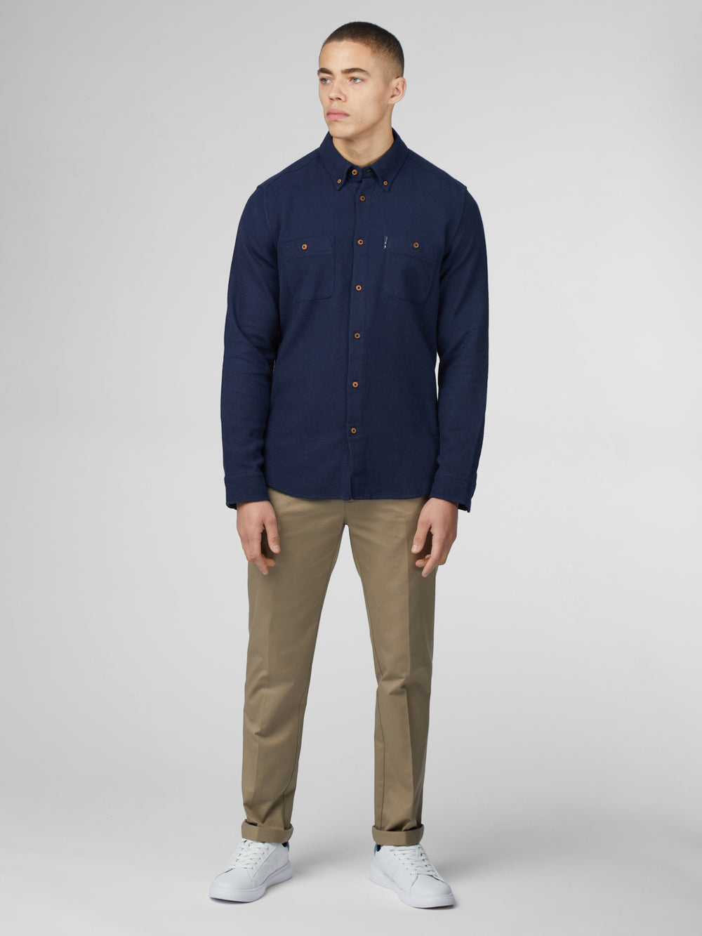 Navy Ben Sherman Signature Boucle Shirts | 9716MEZDK