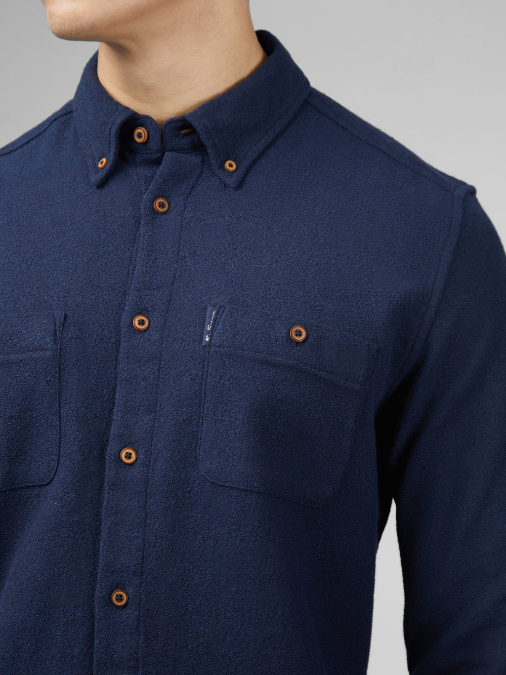 Navy Ben Sherman Signature Boucle Shirts | 9716MEZDK