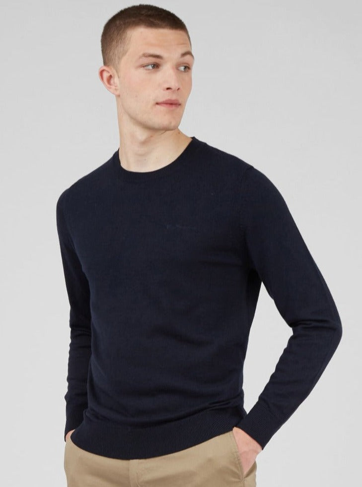 Navy Ben Sherman Signature Crewneck Knitwear | 1349ROBLY