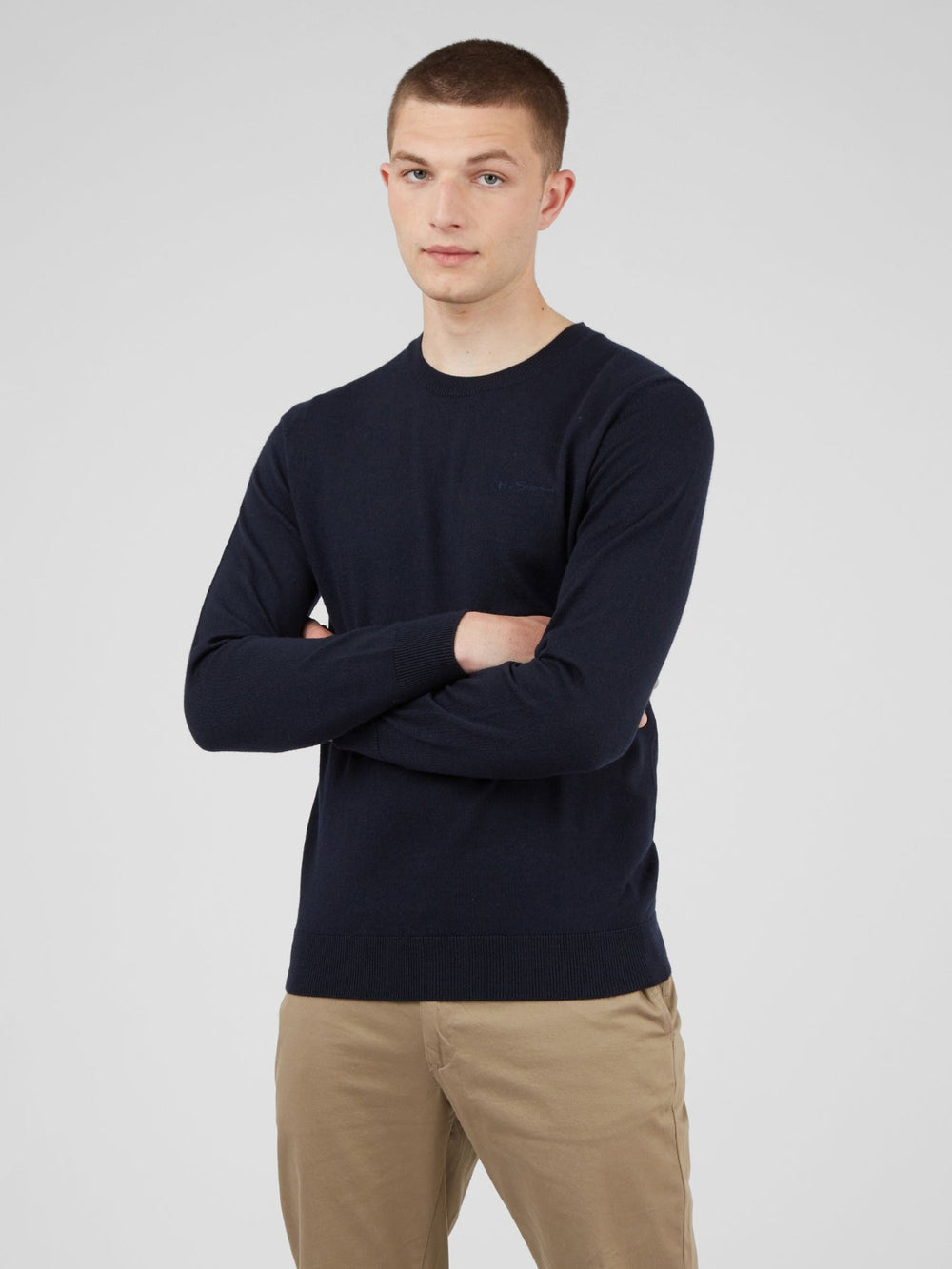 Navy Ben Sherman Signature Crewneck Knitwear | 1349ROBLY