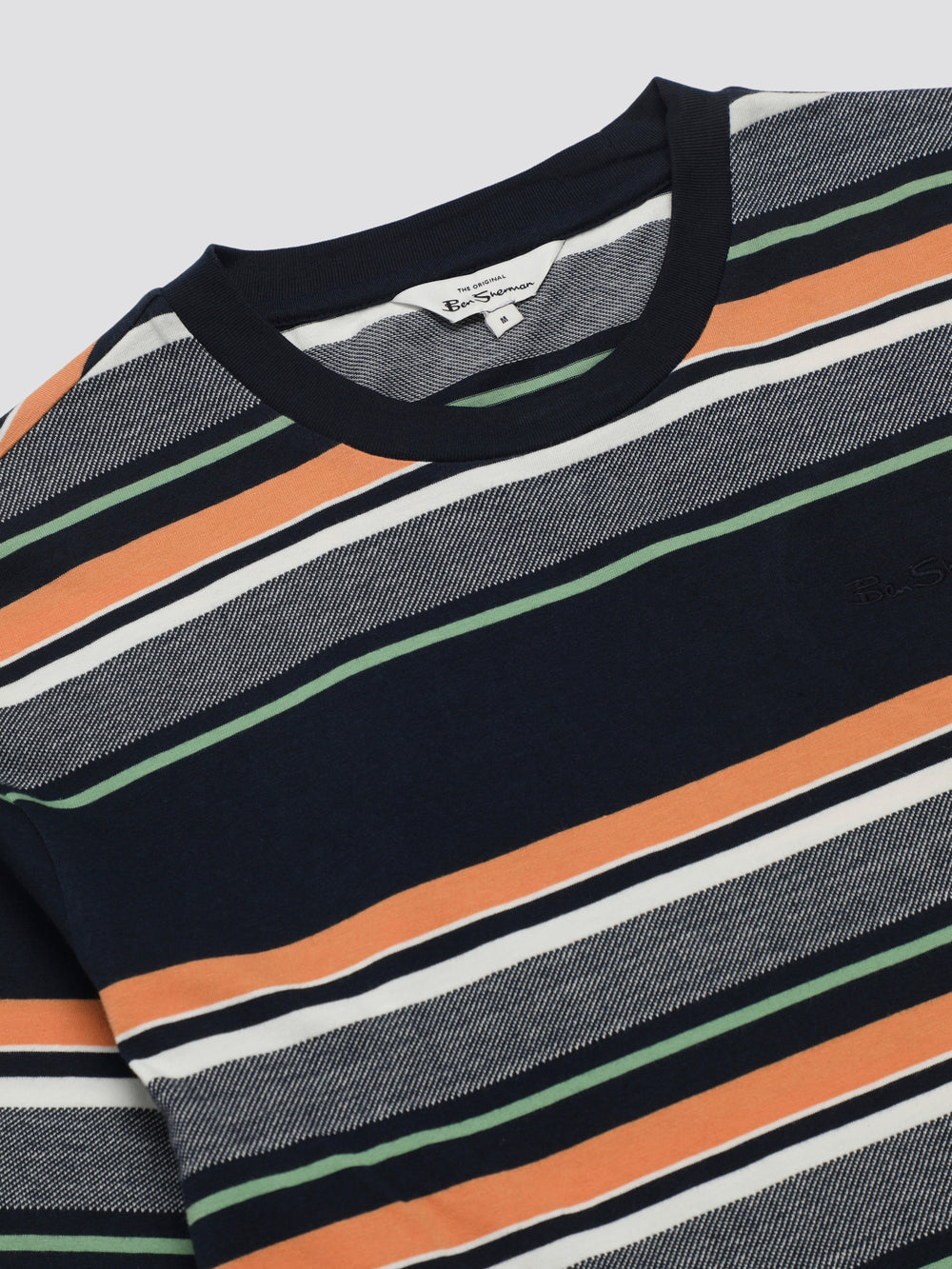 Navy Ben Sherman Signature Engineered Stripe T-Shirt | 8716MANRD