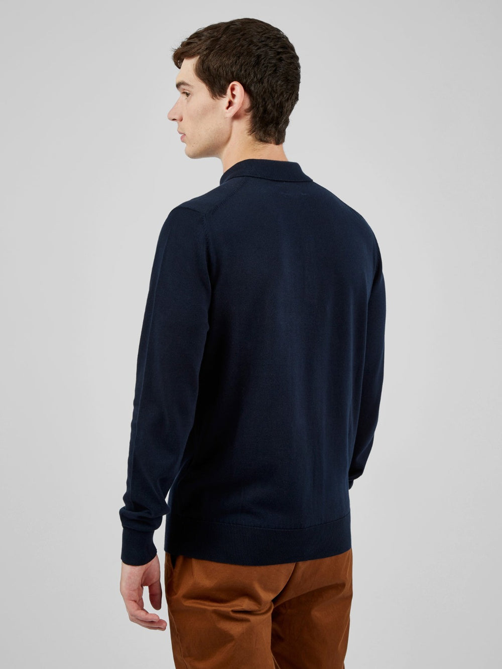 Navy Ben Sherman Signature Long-Sleeve Polo Neck Sweaters | 3159BRMJE